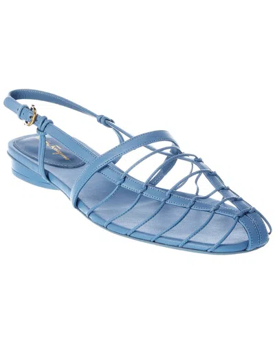 Shop Ferragamo Shay Leather Sandal In Blue