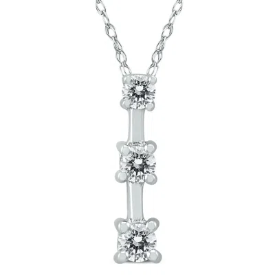 Shop Sselects 1/4 Carat Tw Three Stone Diamond Pendant In 10k In Silver