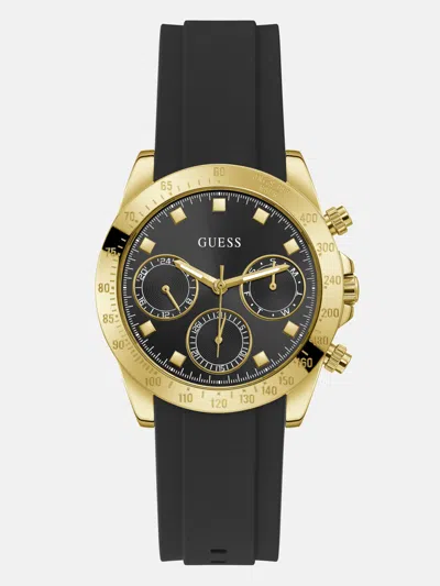 Shop Guess Factory Gold-tone And Black Silicone Chronograph Watch