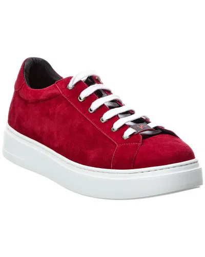 Shop Isaia Suede Sneaker In Red