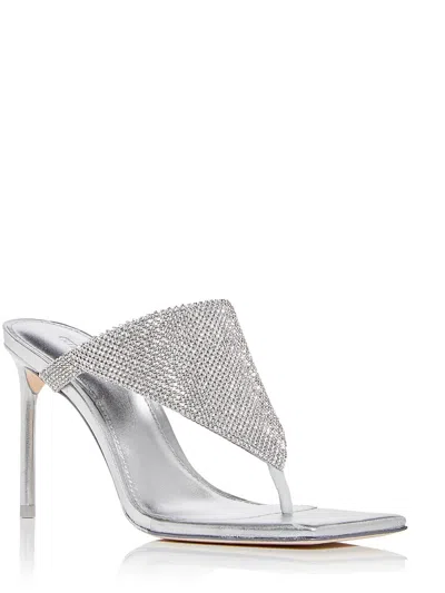 Shop Cult Gaia Audrey Womens Leather Embellished Thong Sandals In Silver
