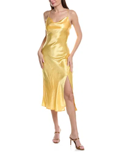 Shop Maison Maar Satin Maxi Dress In Gold