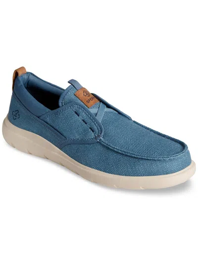 Shop Sperry Captain Boat Mens Canvas Slip-on Boat Shoes In Blue