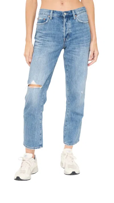 Shop Pistola Maya Mid Rise Easy Straight Ankle Jeans In Legacy Distressed In Blue