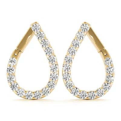 Shop Sselects 1 1/4 Carat Tw Fancy Natural Diamond Hoop Earrings In 14k Yellow Gold In Silver