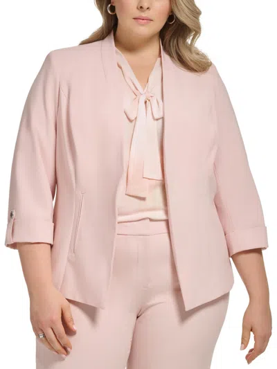 Shop Calvin Klein Plus Womens Solid Polyester Open-front Blazer In Pink