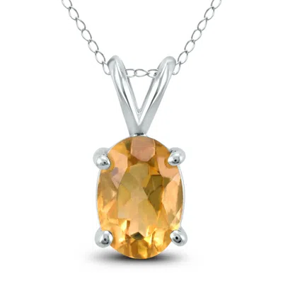 Shop Sselects 14k 8x6mm Oval Citrine Pendant In Gold