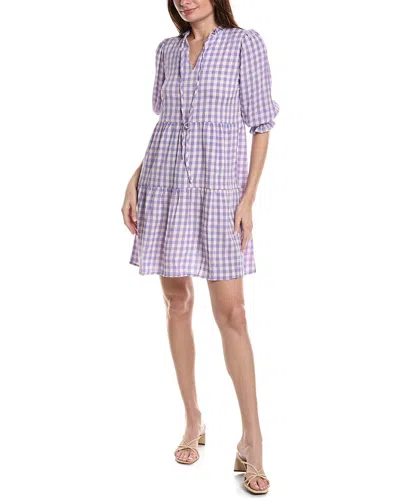 Shop Nanette Lepore Maria Crinkle Gingham Mini Dress In Purple