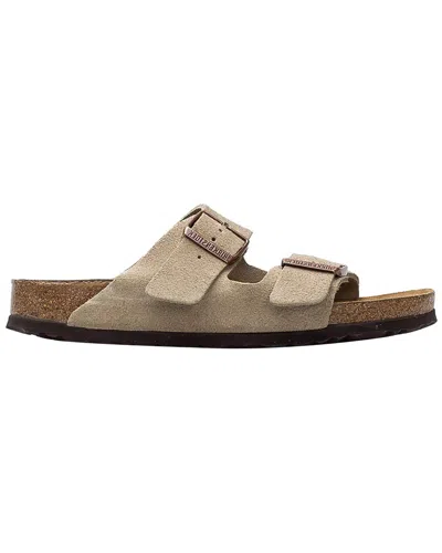 Shop Birkenstock Arizona Narrow Fit Leather Suede Footbed Sandal In Beige