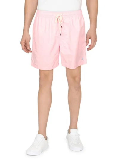 Shop Polo Ralph Lauren Mens Solid 5' Inseam Swim Trunks In Pink
