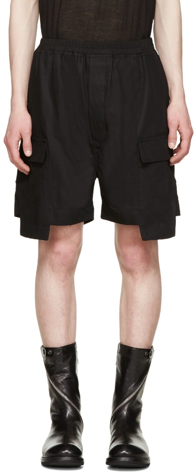 Shop Rick Owens Black Cargo Boxer Shorts