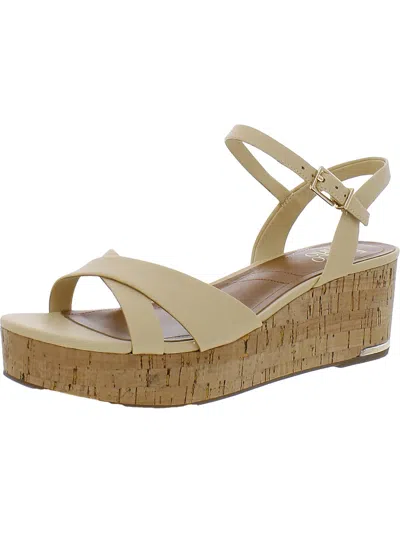 Shop Franco Sarto Pelma Womens Faux Leather Ankle Strap Platform Sandals In White