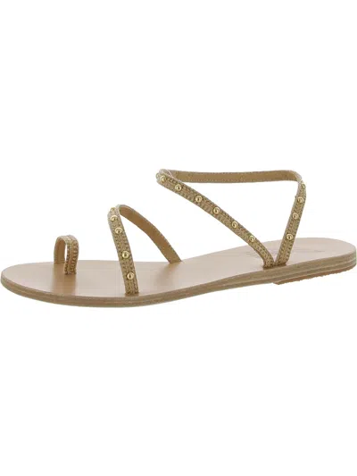 Shop Ancient Greek Sandals Chora Womens Leather Studded Slingback Sandals In Beige