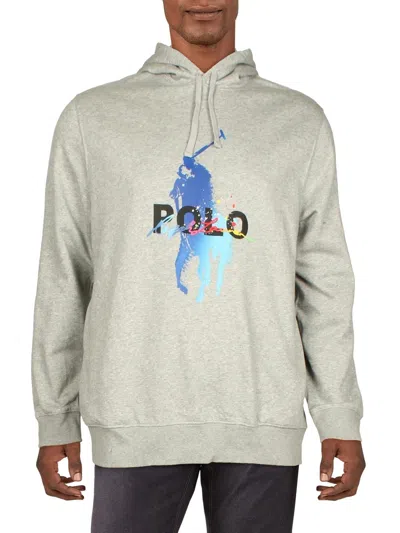 Shop Polo Ralph Lauren Mens Logo Fleece Hoodie In Grey