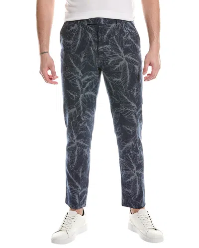 Shop Ted Baker Postot Printed Linen-blend Trouser In Grey