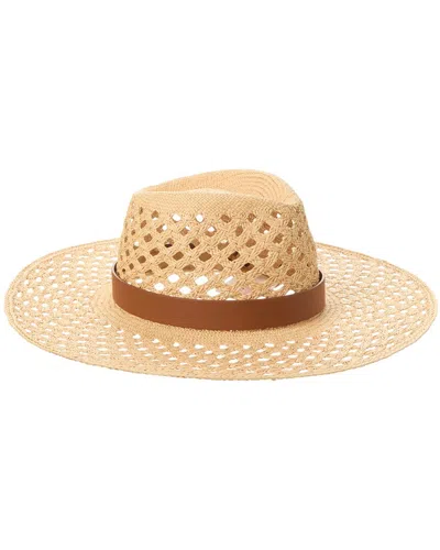 Shop Valentino Vlogo Leather-trim Straw Hat In Beige