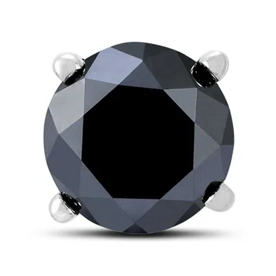 Shop Sselects 2 Carat Round Single Solitaire Diamond Stud Earring In 10k In Black