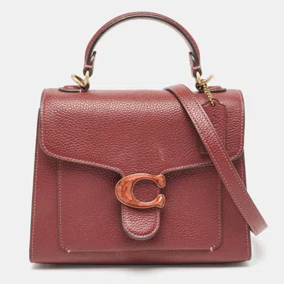 Shop Coach Leather Tabby Top Handle Bag In Red