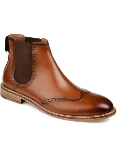 Shop Thomas & Vine Watson Mens Leather Stretch Chelsea Boots In Brown