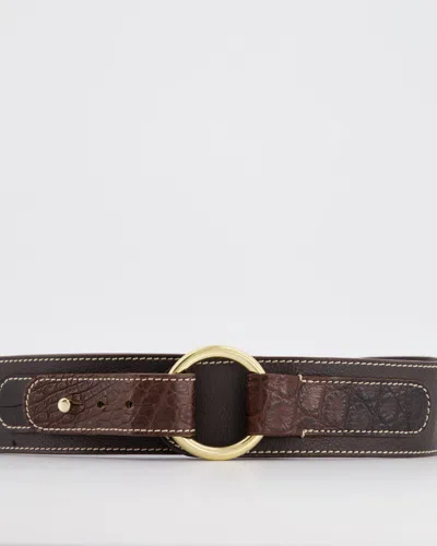 Shop Loro Piana Dark Leather And Crocodile Belt In Brown
