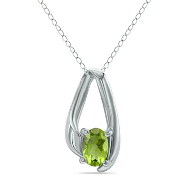 Shop Sselects Peridot Loop Pendant Necklace In 10k In Green