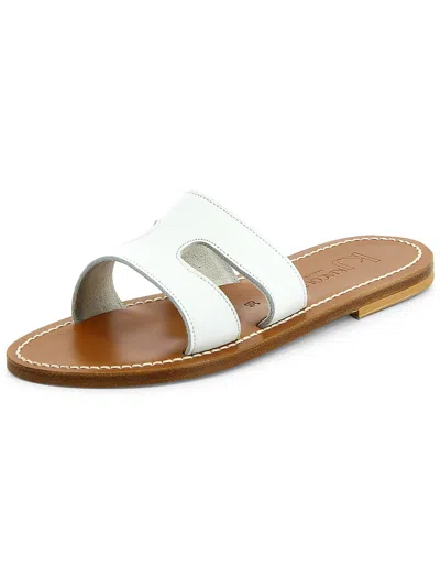 Shop Kjacques Womens Leather Slip-on Slide Sandals In White