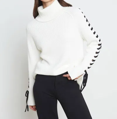 Shop L Agence Nola Sweater In Ivory/black In White
