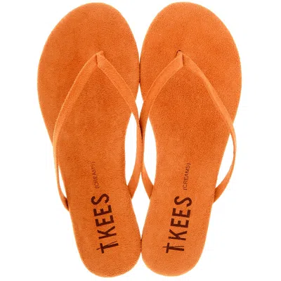Shop Tkees Women's Suede Leather Thong Sandals In Creams Apricot In Orange