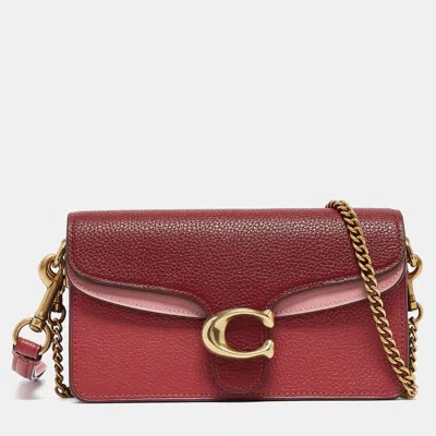Shop Coach Tricolor Leather Tabby Chain Clutch In Red