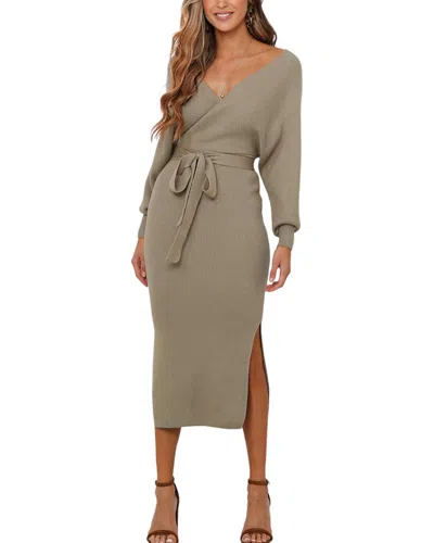 Shop Vera Dolini Midi Dress In Brown