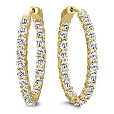 Shop Sselects 7 Carat Tw Oval Diamond Hoop Earrings With Push Button Locks In 14k In Silver