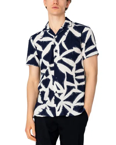 Shop Ron Tomson Short Sleeve Allover Print Shirt In Blue