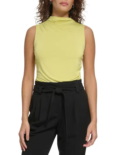 Shop Calvin Klein Womens Mock Neck Stretch Tank Top In Yellow
