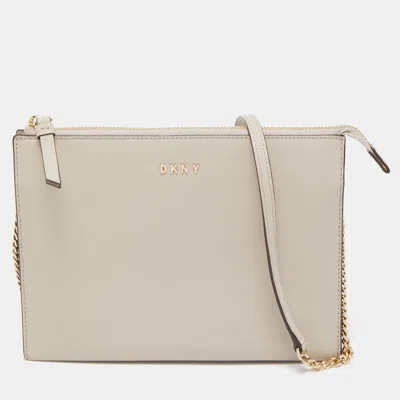Shop Dkny Leather Crossbody Bag In White