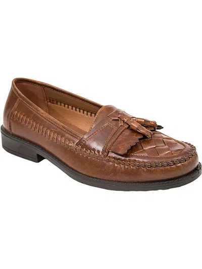 Shop Deer Stags Herman Mens Woven Faux Leather Tassel Loafers In Brown