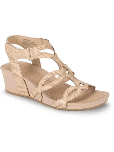 Shop Baretraps Raeanne Womens Faux Leather Strappy Wedge Sandals In Beige