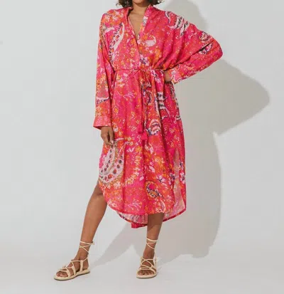 Shop Cleobella Rohita Kaftan Dress In Hibiscus In Multi
