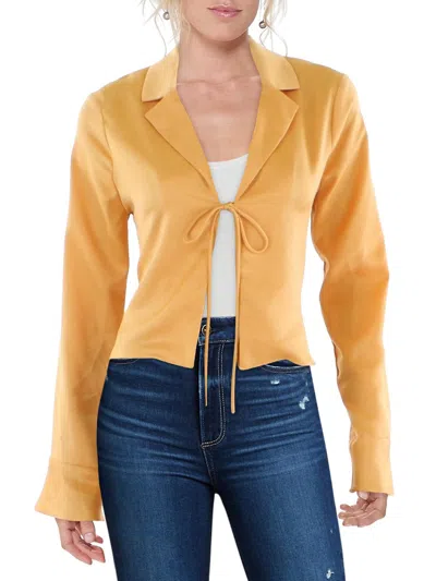 Shop Sage The Label Womens Cropped Front Tie Blouse In Yellow