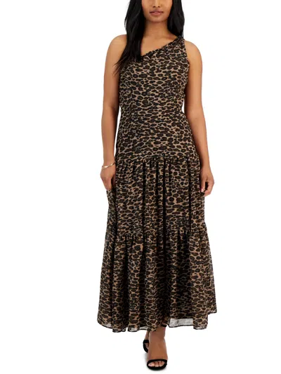 Shop Taylor Womens Animal Print Chiffon Maxi Dress In Multi