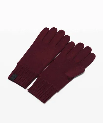 Shop Lululemon Women's Tech & Toasty Knit Gloves In Garnet In Multi