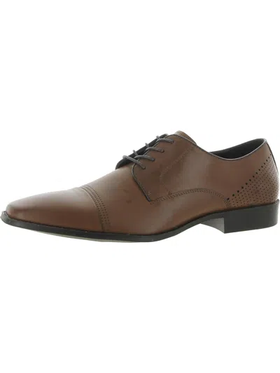 Shop Unlisted Kenneth Cole Lesson Plan Mens Faux Leather Toe Cap Oxfords In Brown