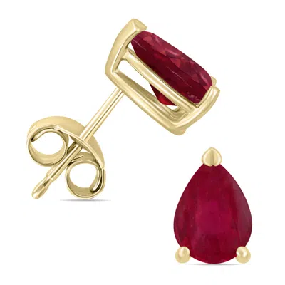 Shop Sselects 14k 5x3mm Pear Ruby Earrings In Red