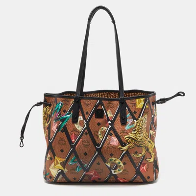 Shop Mcm Visetos Coated Canvas And Leather Shopper Tote In Multi