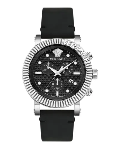 Shop Versace V-chrono Classic Leather Watch In Multi