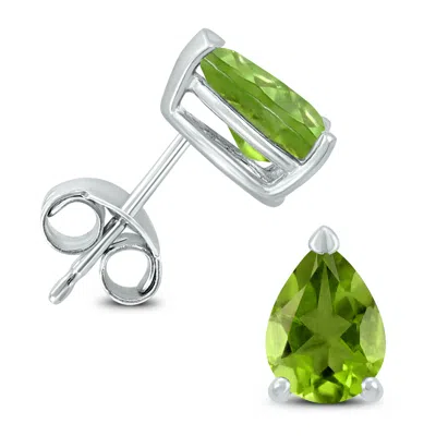 Shop Sselects 14k 7x5mm Pear Peridot Earrings In Green