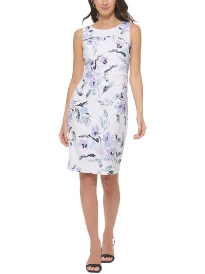 Shop Calvin Klein Womens Floral Print Knee Length Sheath Dress In White