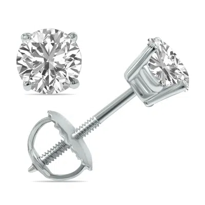 Shop Sselects Lab Grown 1 Carat Total Weight Diamond Solitaire Earrings In 14k White Gold In Silver
