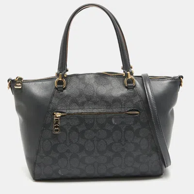 Shop Coach Signature Coated Canvas And Leather Prairie Satchel In Grey