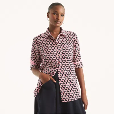 Shop Nautica Womens Printed Button-down Shirt In Multi