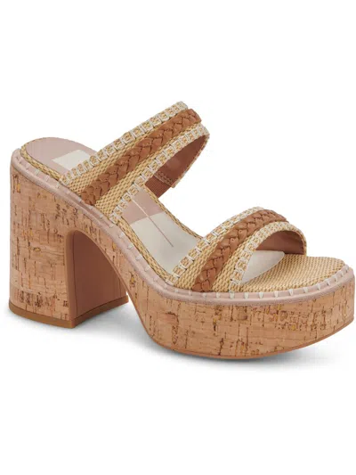 Shop Dolce Vita Whim Womens Leather Slip On Platform Sandals In White